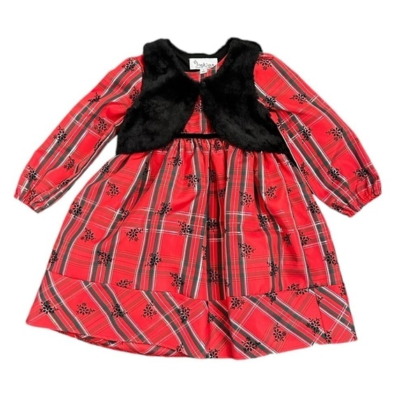 NEW Pippa & Julie Two Piece Holiday Red & Black Plaid Dress Set - Size 4 - Picture 1 of 10